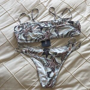 Icon Swim Patterned Two-Piece Bikini - Cream, Brown, Green